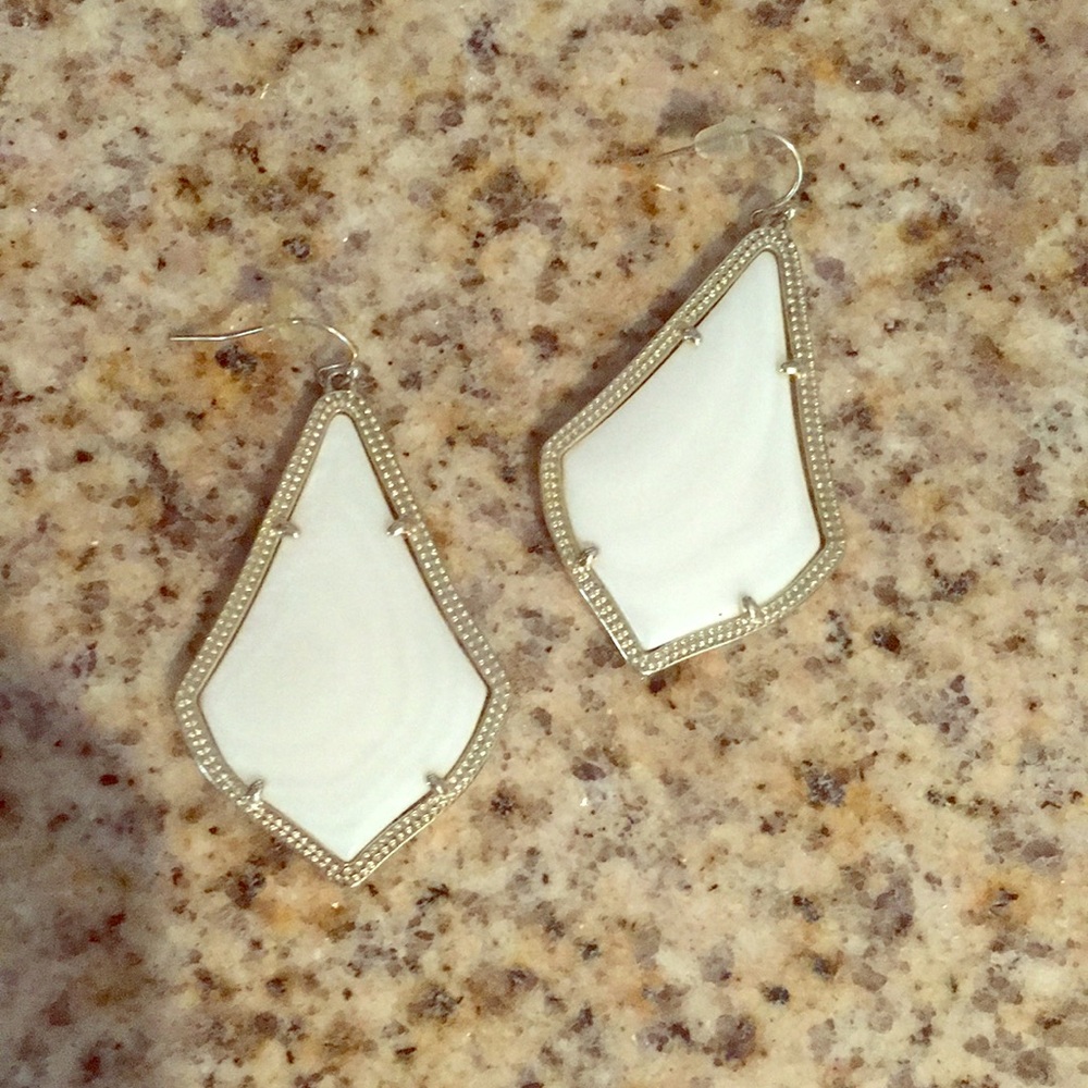 Kendra Scott White and Gold Alexandra Earrings